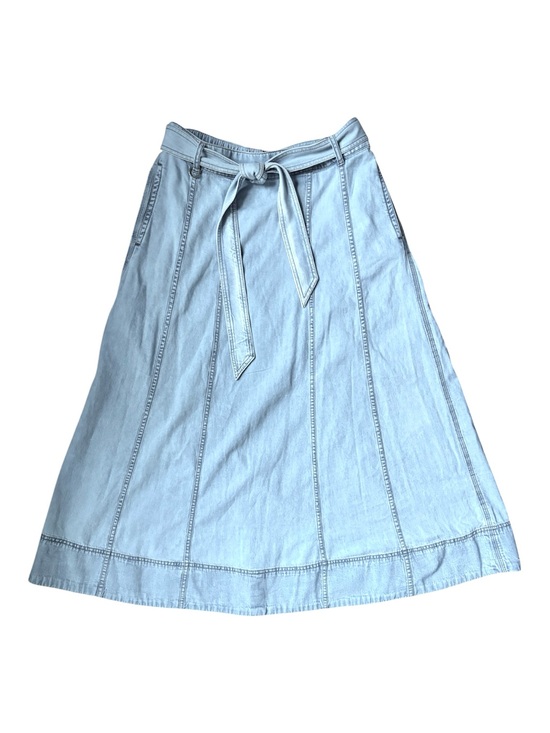 LOFT Dresses & Skirts - LOFT Light Blue Denim A-Line Paneled Full Tie-Waist Midi Skirt, NWT